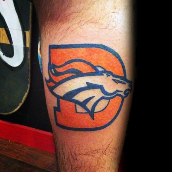Letter D With Denver Broncos Logo Guys Logo Tattoo Ideas
