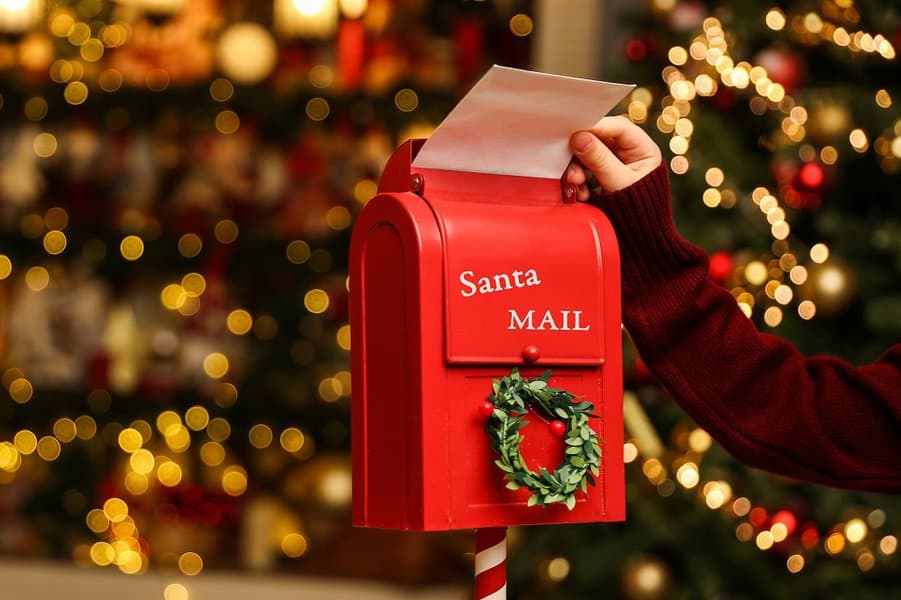 letter to santa claus in the christmas mailbox