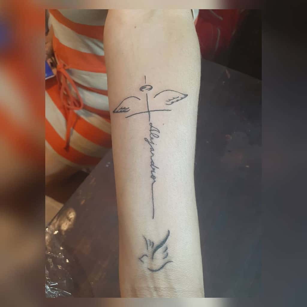 lettering cross tattoos for women joshiink_tattoo