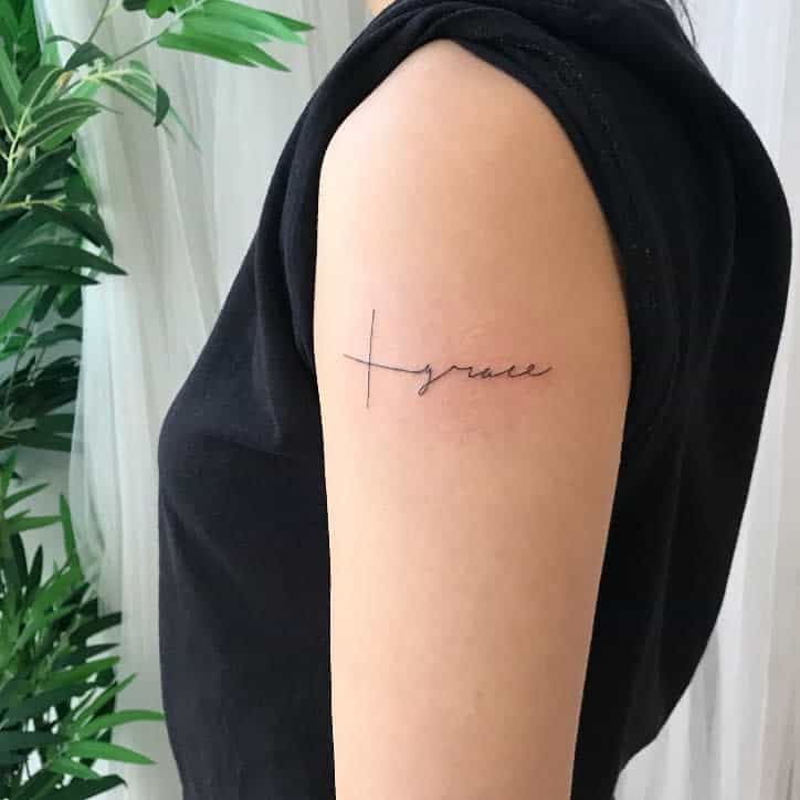lettering cross tattoos for women tooya_tattoo
