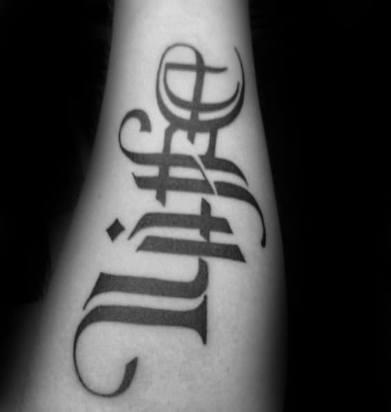 Lettering Life Death Ambigram Male Tattoos