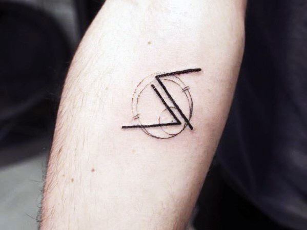 Liens With Circles Geometric Small Creative Male Inner Forearm Tattoo