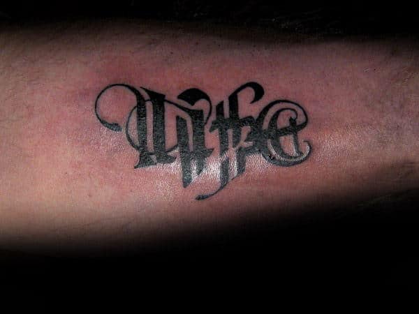 Life Death Small Guys Arm Ambigram Tattoo Ideas
