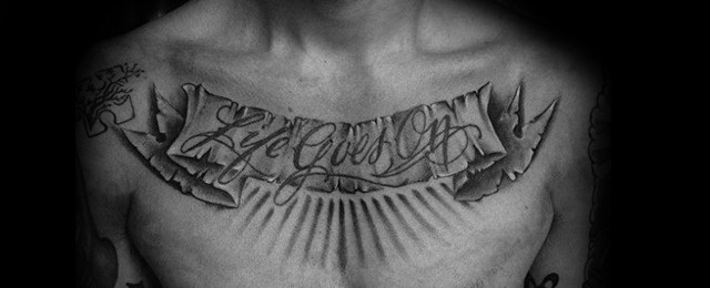 40 Life Goes On Tattoo Designs For Men Phrase Ink Ideas