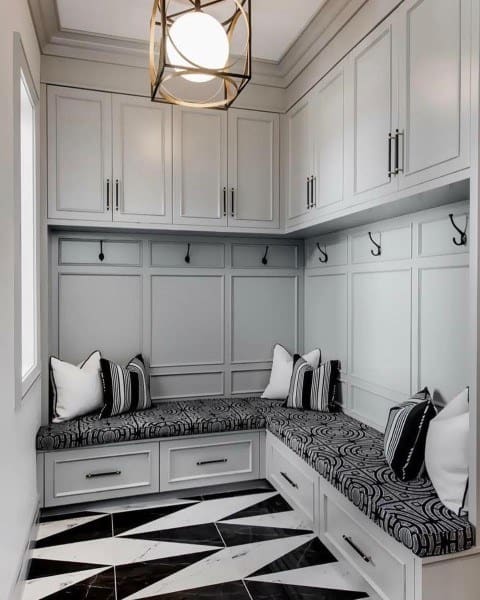 Light Grey Traditional Cabinetry Mudroom Ideas