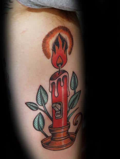 Light Switch Candle Stick Guys Traditional Tattoo Designs