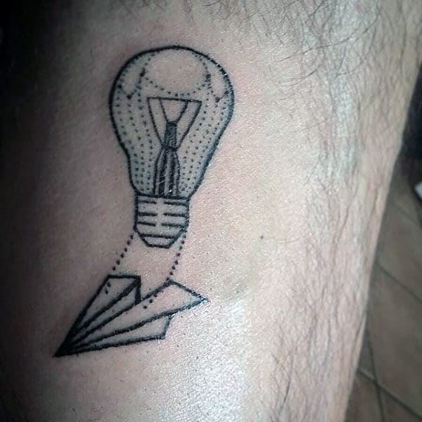 Lightbulb Small Guys Paper Airplane Arm Tattoos