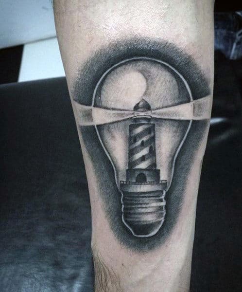 Lighthouse Mens Forearm Light Bulb Tattoo