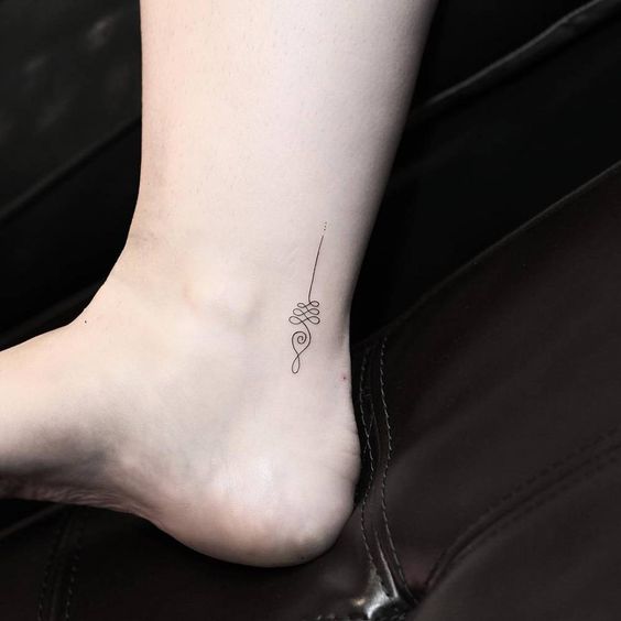 Line Ankle Unalome Tattoo
