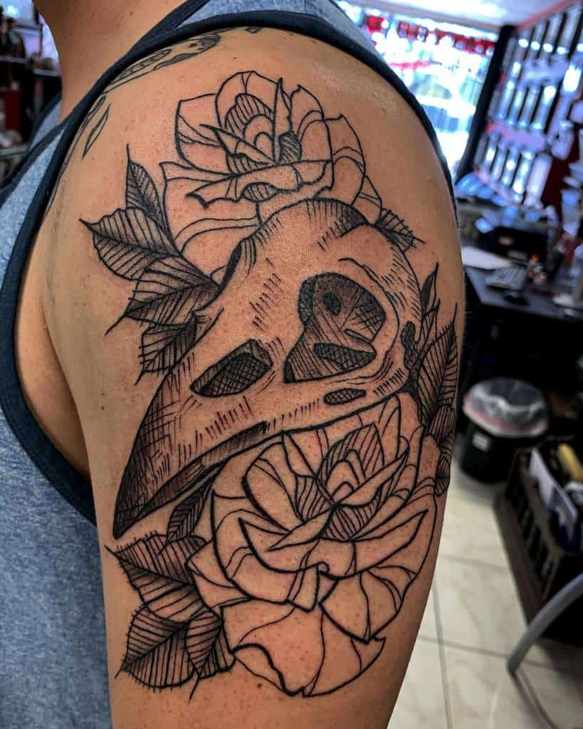 line-art-work-skull-and-rose-arm-tattoo-mara.brito_