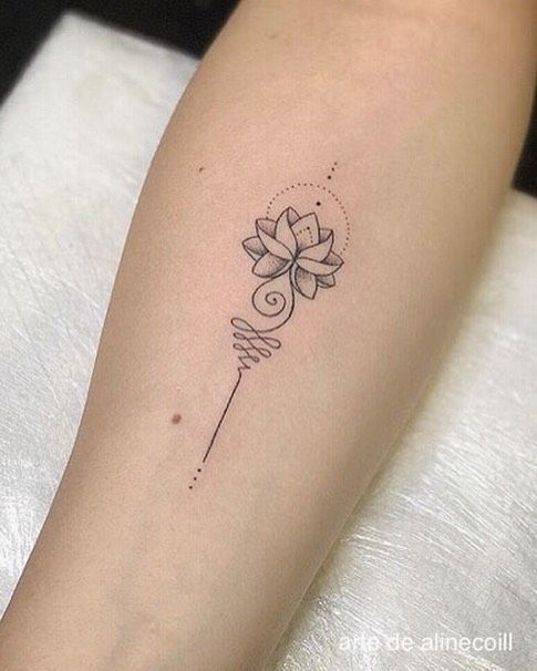 Line Lotus Unalome Tattoo