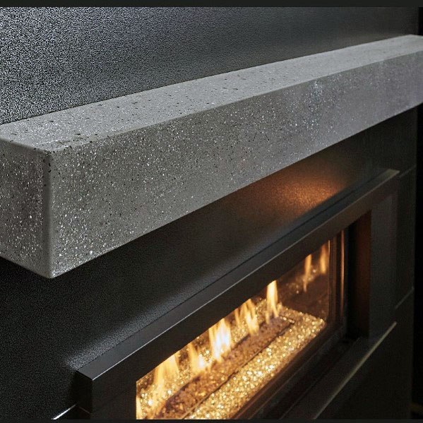 linear fireplace with mantel