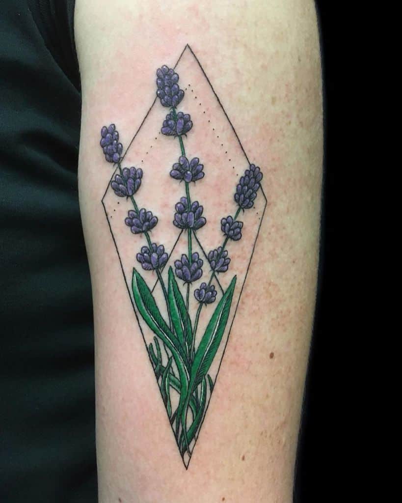 Lines And Dot Lavander Tattoo
