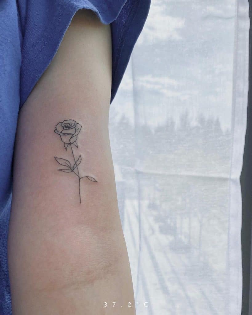 71 Cool Rose With Stem Tattoo Ideas