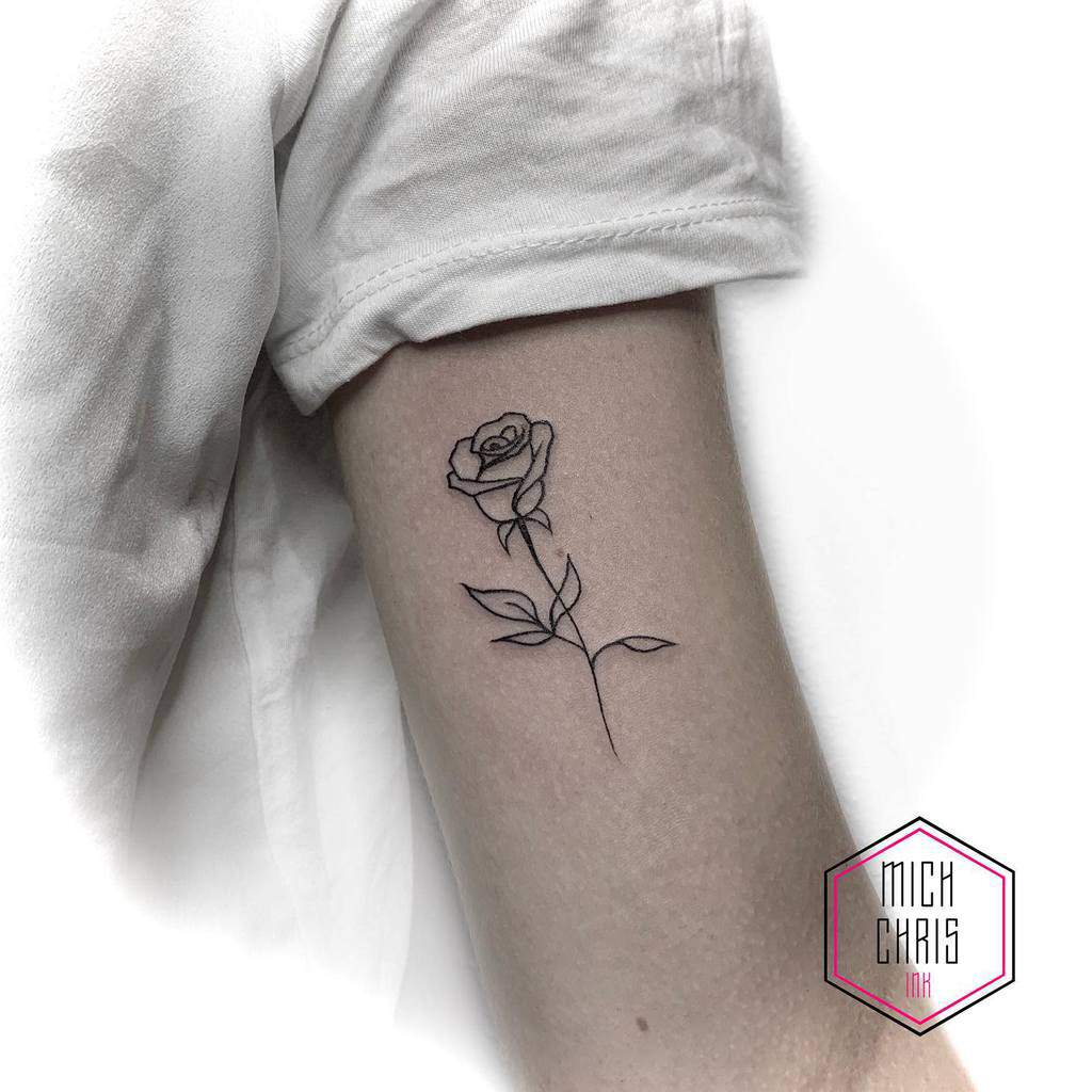 linework simple rose tattoos michchrisink