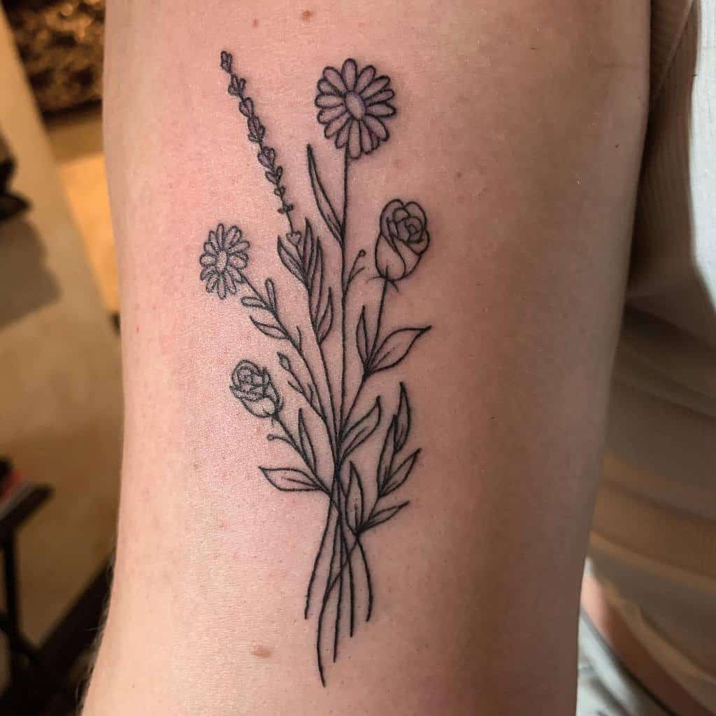 linework wildflower tattoos smada123_ artbyphoenixx