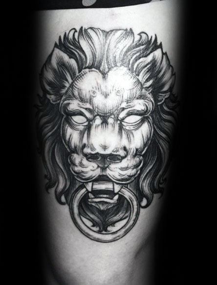 Lion Statue Door Knocker Male Tattoos