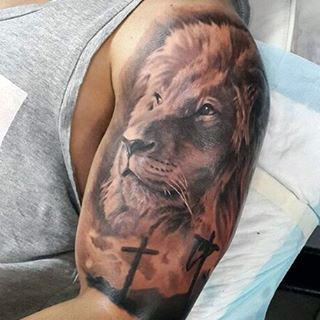 Lion With A Crown Tattoo Men