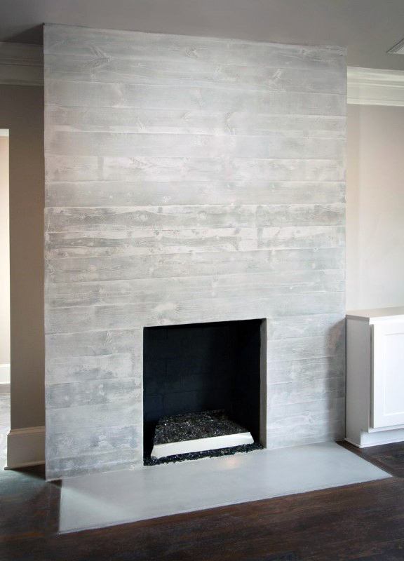 modern fireplace without a mantle