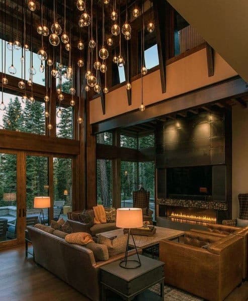 classic living room with fireplace 