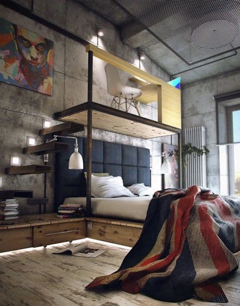 Loft Masculine Awesome Bedroom Designs For Bachelor Pads