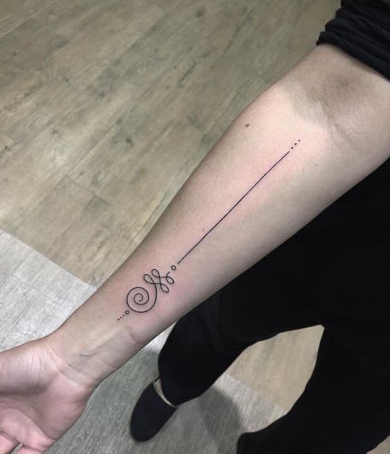 Long Line Unalome Tattoo