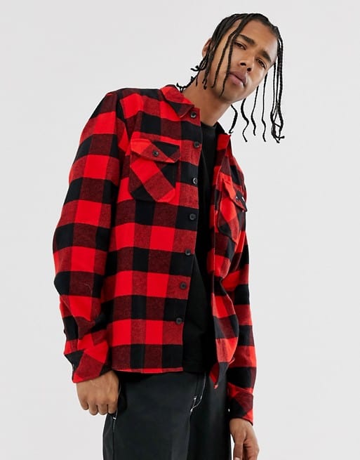 long sleeve check shirt in red