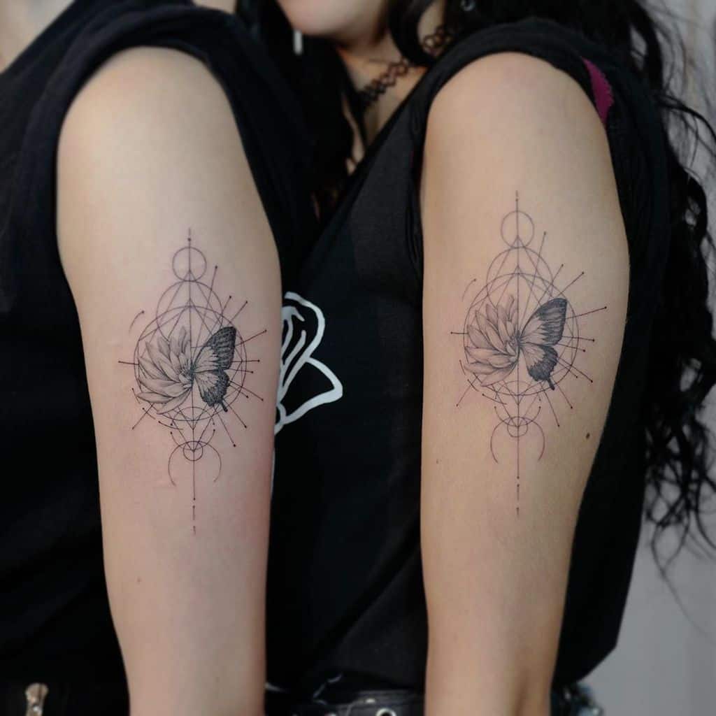 Lotus Butterfly Friendship Tattoo