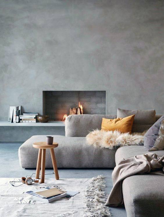 concrete traditional fireplace