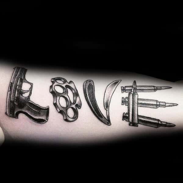 Love Brass Knuckles Mens Arm Tattoos