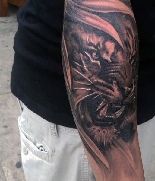 Lower Arm Tiger Scratches Tattoo For Males