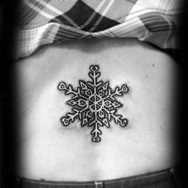 Lower Back Snowflake Mens Tattoos