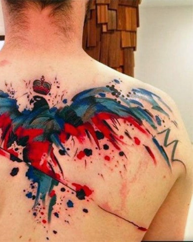 Watercolor Lower Back Tattoos Men
