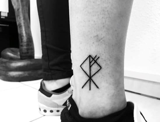 Lower Leg Male Masculine Simple Geometric Tattoo Ideas