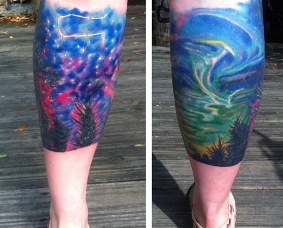 Lower Leg Northern Lights Guys Tattoo Ideas