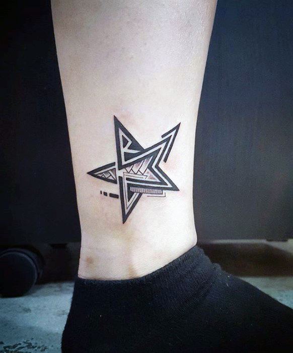 Lower Leg Simple Star Tribal Tattoo Ideas For Men