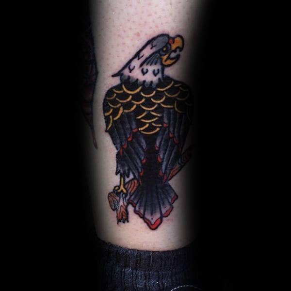Lower Leg Traditional Eagle Tattoo Design Ideas For Guys