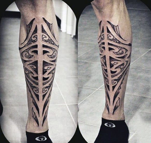 Lower Legs Maori Tattoos For Guys