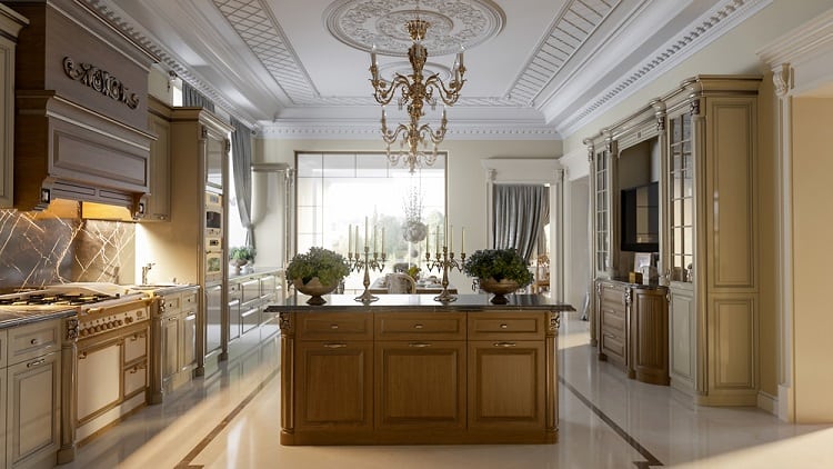 luxurious baroque kitchen tray ceiling