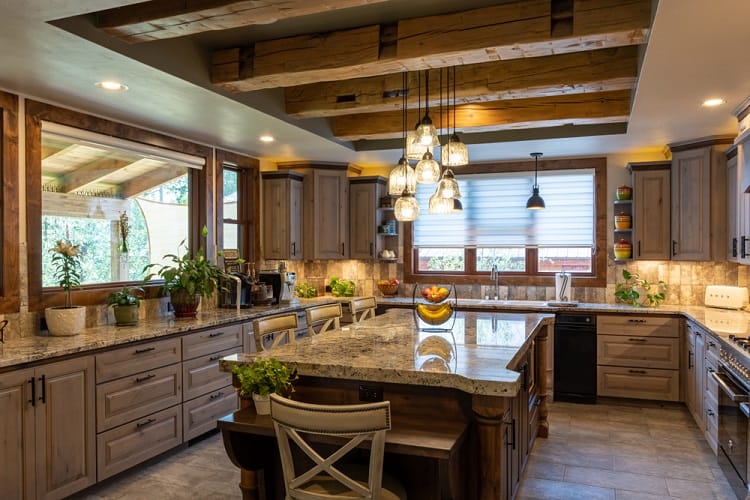 rustic kitchen beam ceiling pendant lights