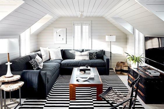 small contemporary attic spare room couch 