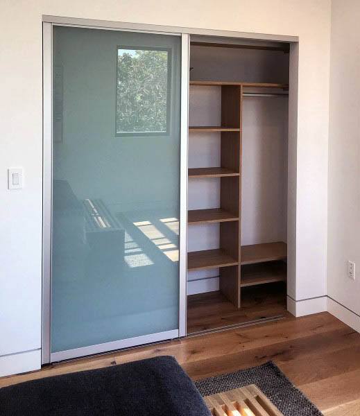 glass closet door bedroom timber shelves
