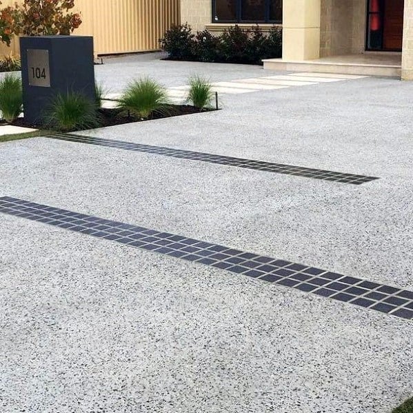 pebble concrete driveway