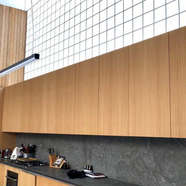 Luxury Glass Block Above Kitchen Cabinets