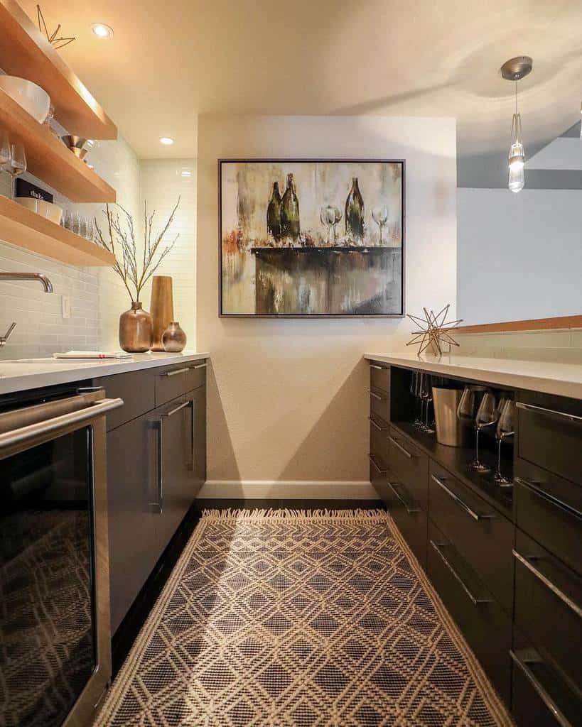luxury galley kitchenette floor rug