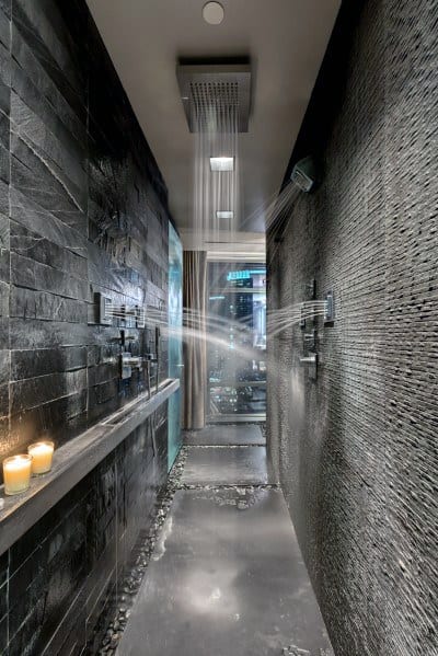 Luxury Shower Floor Tile Large Format With Pebble Stones