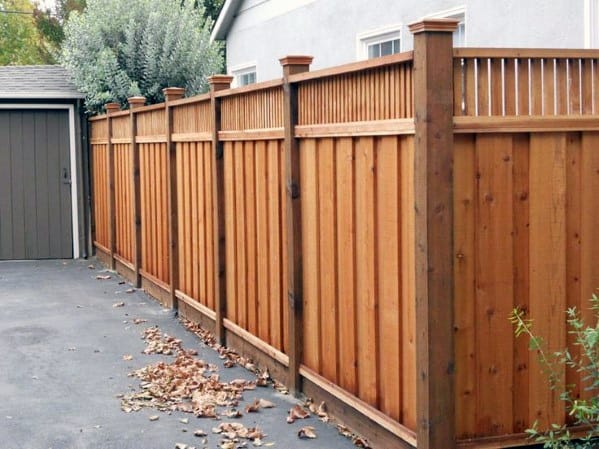 enclosed cedar fence with top strip screen