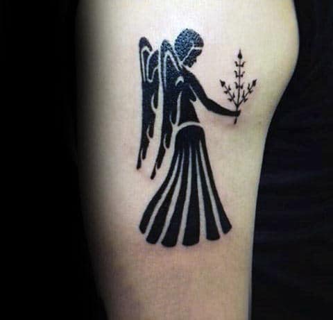Madien Carrying Wheat Virgo Mens Upper Arm Tattoos