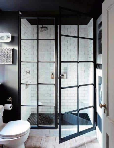 Magnificent Black Bathroom Design Ideas With Glass Shower Doors