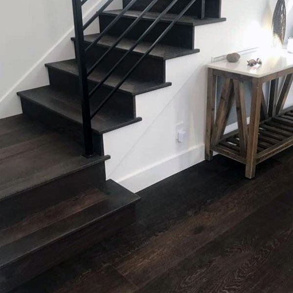 Magnificent Dark Stained Maple Wood Stairs Design Ideas